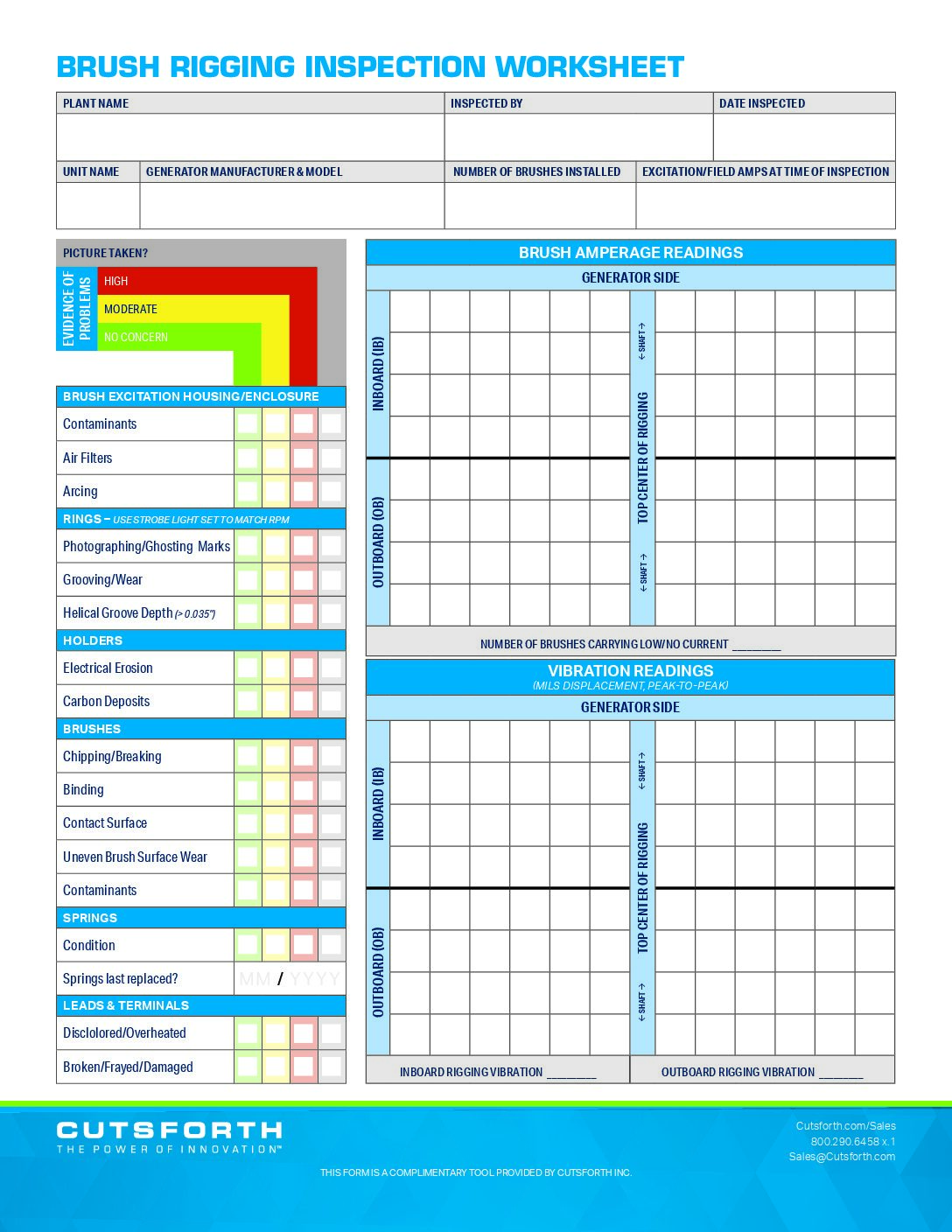 Complimentary Brush Rigging Inspection Worksheet Image