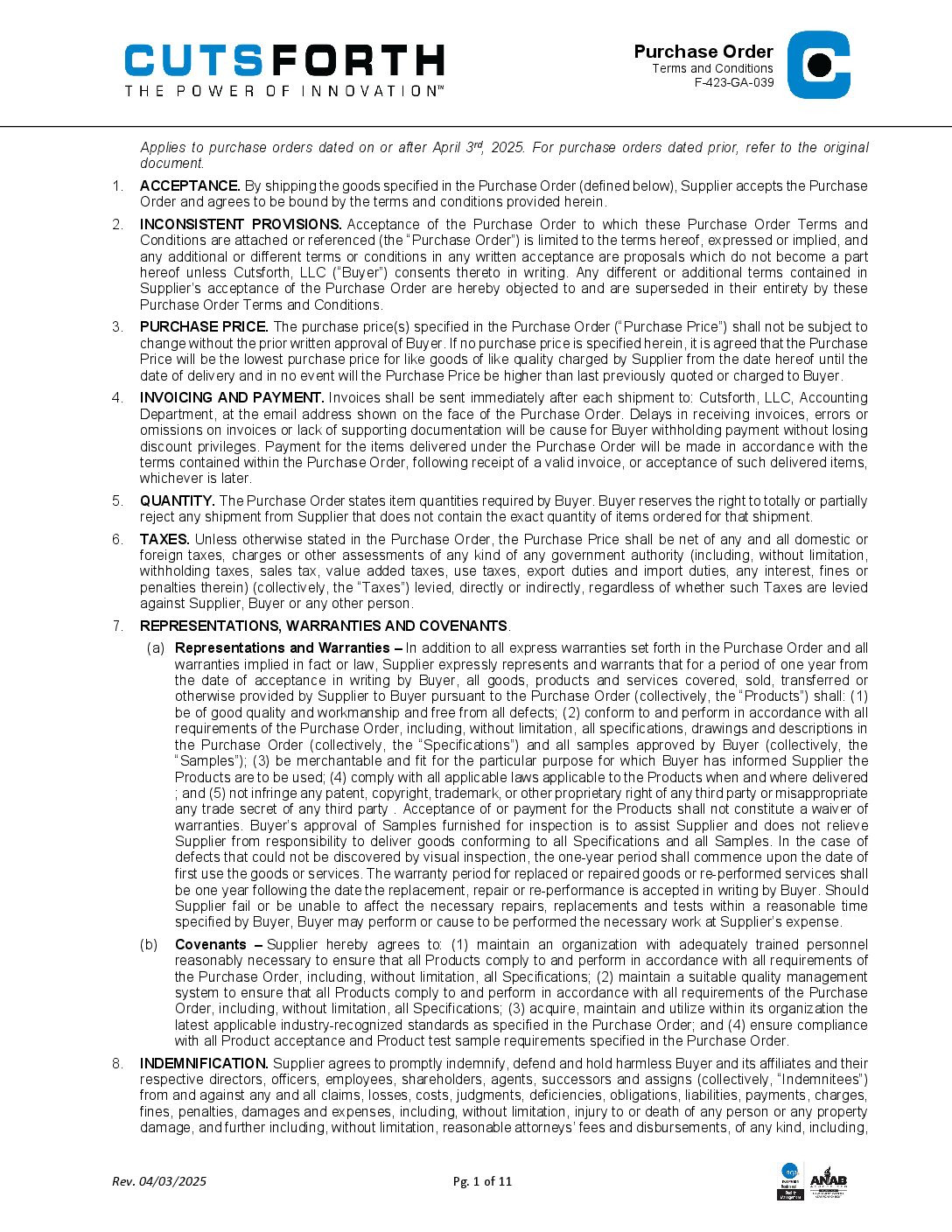 Purchase Order Terms & Conditions Image