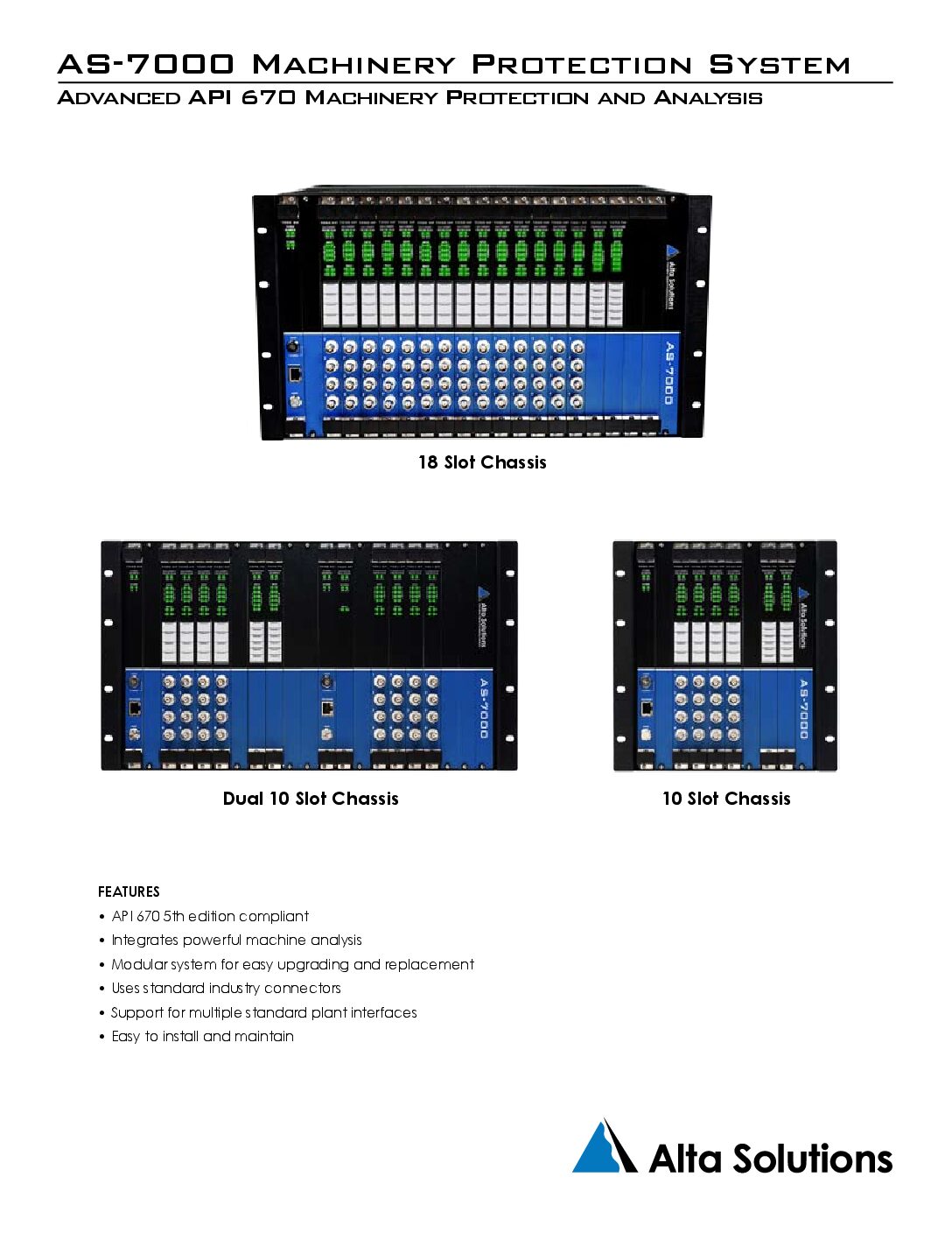 Alta Solutions AS-7000 Machine Protection System Summary Data Sheet Image